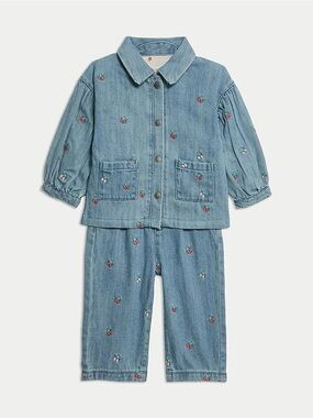 Marks & Spencer Embroidered Cherry Denim Two-Piece Set